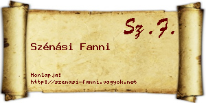 Szénási Fanni névjegykártya